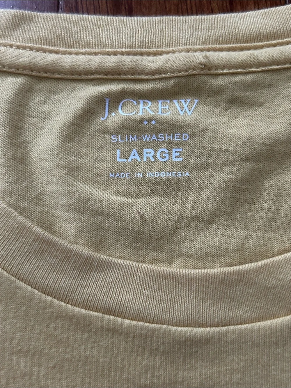 J. Crew Slim Washed Short-Sleeve T-Shirt Yellow Men's L Cotton Casual Basics
